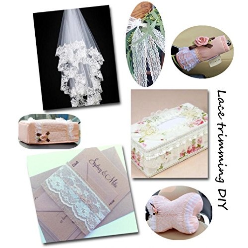 5 Yards Peacock Lace Ribbon with Sequins Stretch Floral Tulle Lace...
