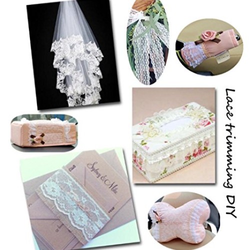 5 Yards Peacock Lace Ribbon with Sequins Stretch Floral Tulle Lace...