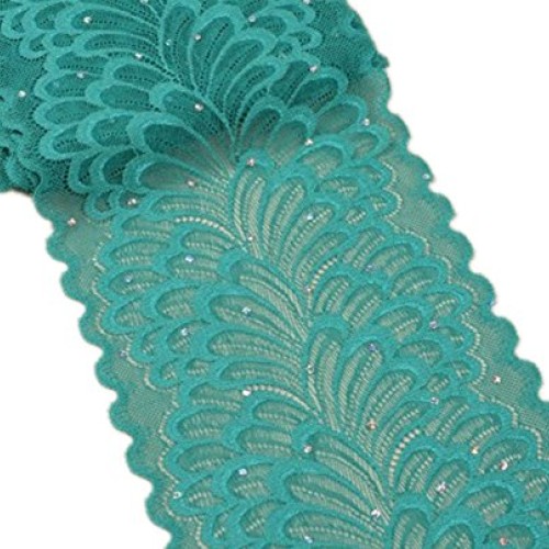 5 Yards Peacock Lace Ribbon with Sequins Stretch Floral Tulle Lace...