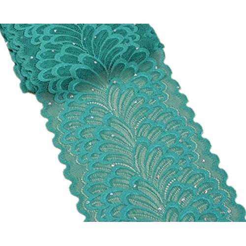 5 Yards Peacock Lace Ribbon with Sequins Stretch Floral Tulle Lace...