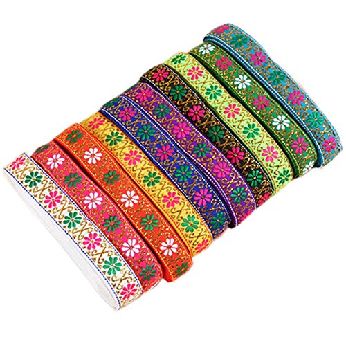 7 Yard 7/8 Daisy Floral Embroidered Jacquard Ribbon Metallic Vint...