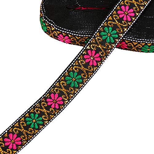 7 Yard 7/8 Daisy Floral Embroidered Jacquard Ribbon Metallic Vint...