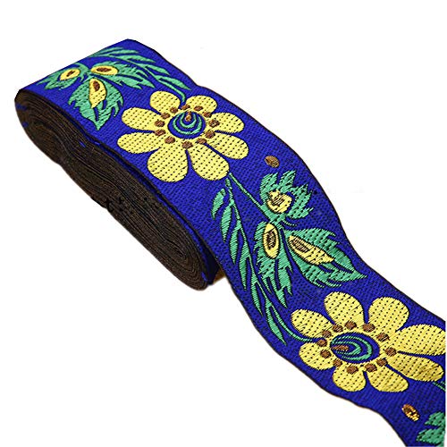 7 Yards 2 Sunflower Jacquard Ribbon Floral Embroidered Woven Trim...