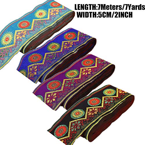 7 Yards Sunrise Sunset on The Moutain Jacquard Ribbon Suzani Flora...