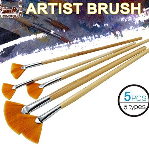 ZHOUXINXING 5Pcs/Set,fan-Shaped Nylon Hair short Wood Rod brush pa...