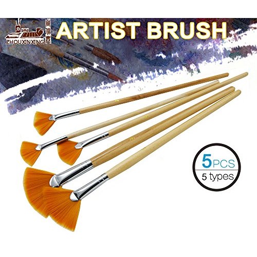 ZHOUXINXING 5Pcs/Set,fan-Shaped Nylon Hair short Wood Rod brush pa...