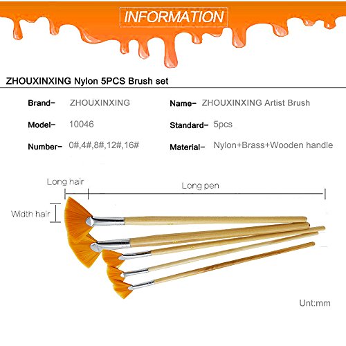 ZHOUXINXING 5Pcs/Set,fan-Shaped Nylon Hair short Wood Rod brush pa...