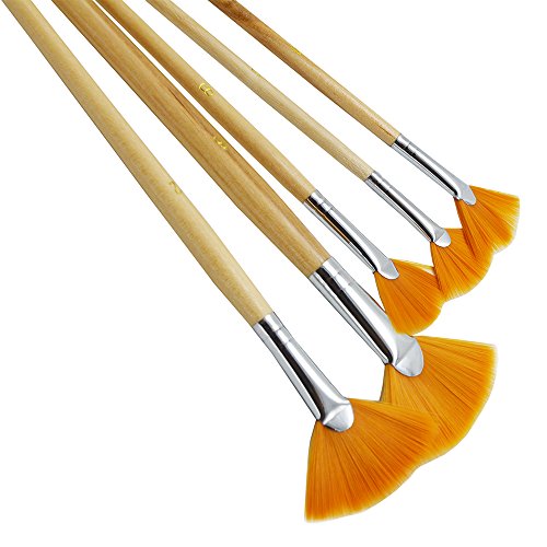 ZHOUXINXING 5Pcs/Set,fan-Shaped Nylon Hair short Wood Rod brush pa...