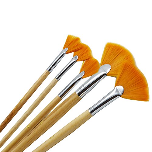 ZHOUXINXING 5Pcs/Set,fan-Shaped Nylon Hair short Wood Rod brush pa...