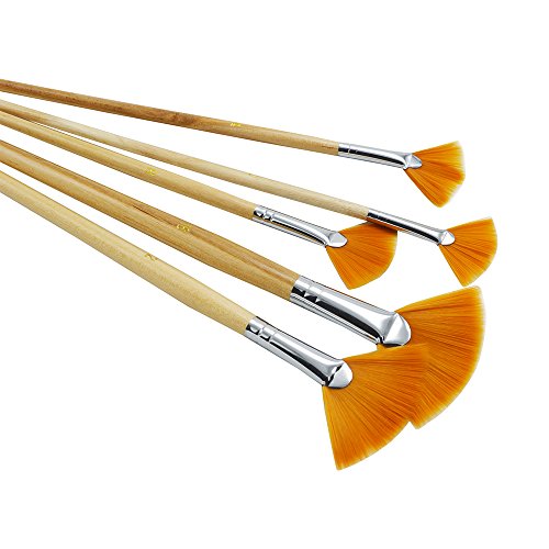 ZHOUXINXING 5Pcs/Set,fan-Shaped Nylon Hair short Wood Rod brush pa...