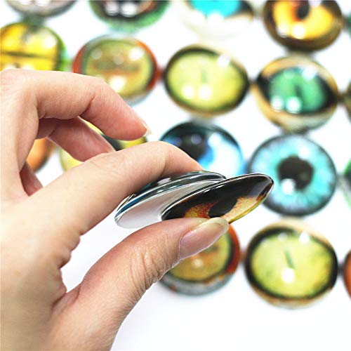 ZHU YU CHUN 20 Pcs Mixed Animals Eye Printed Glass, Round Glass C...