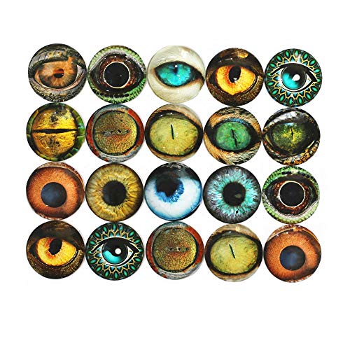 ZHU YU CHUN 20 Pcs Mixed Animals Eye Printed Glass, Round Glass C...