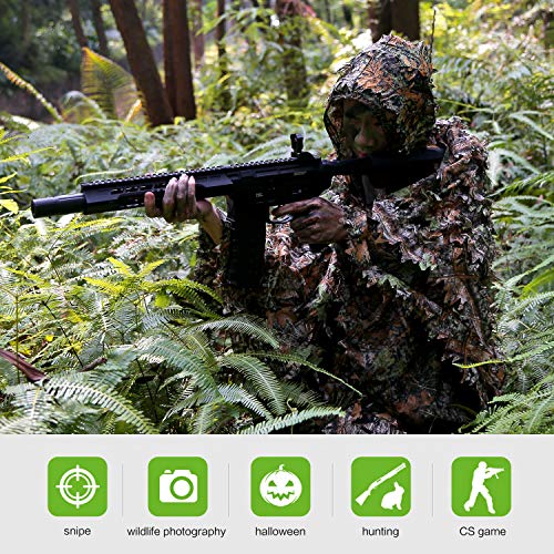Zicac Outdoor 3D Leaves Camouflage Ghillie Poncho Camo Cape Cloak ...
