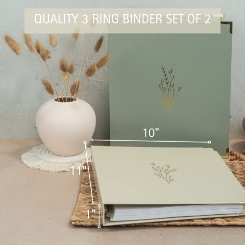 Aesthetic 3 Ring Binder Set of 2 - Sturdy 1 Inch Binder Fits Lette...