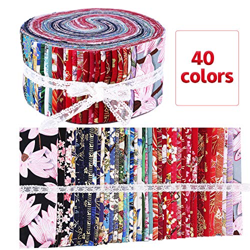Roll Up Cotton Fabric Quilting Strips, Cotton Craft Fabric Bundle,...