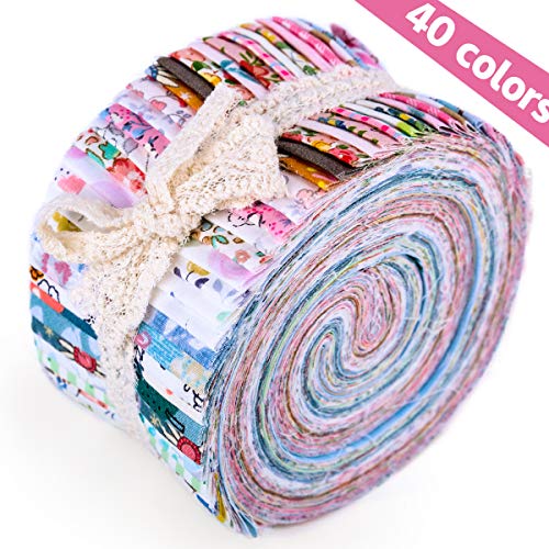 Roll Up Cotton Fabric Quilting Strips, Cotton Craft Fabric Bundle,...