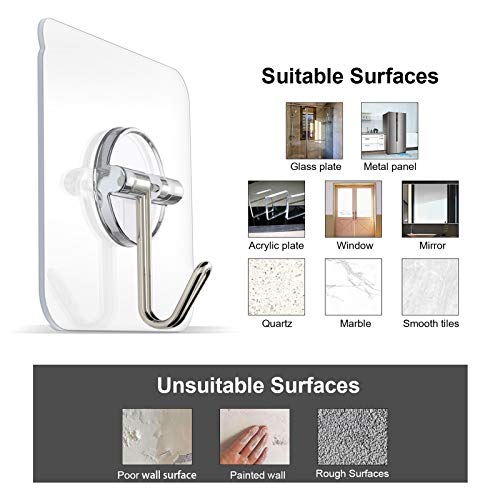 Znben Adhesive Hooks, Reusable Utility Hooks Heavy Duty 13LB Wall ...