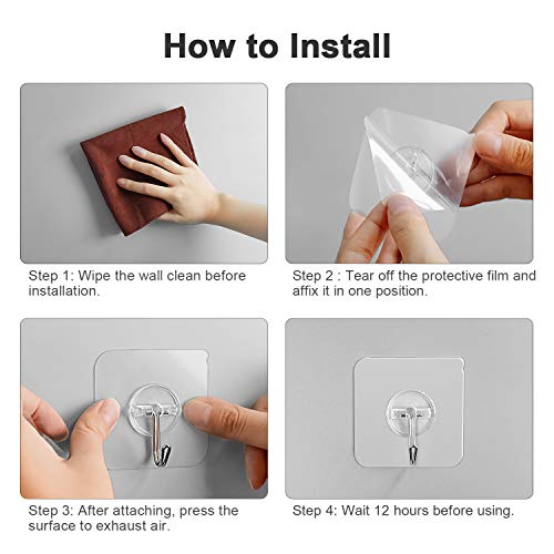 Znben Adhesive Hooks, Reusable Utility Hooks Heavy Duty 13LB Wall ...