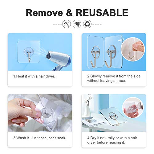 Znben Adhesive Hooks, Reusable Utility Hooks Heavy Duty 13LB Wall ...