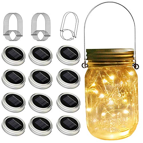 ZNYCYE Solar Mason Jar Lights, 12 Pack 30 Led String Fairy Star Fi...