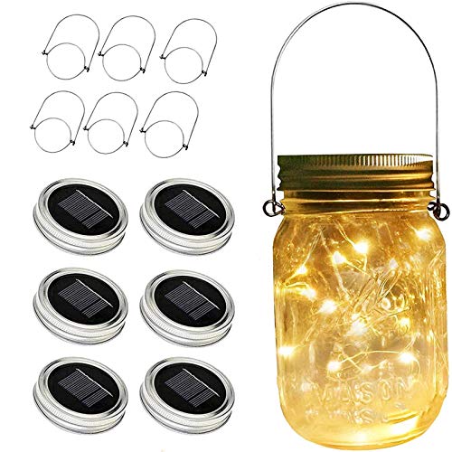 ZNYCYE Solar Mason Jar Lights, 6 Pack 30 Led String Fairy Star Fir...
