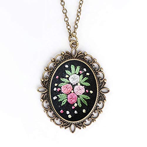 Embroidery Ornament 4 PCS Kit, Embroidered Pendants Floral Embroid...