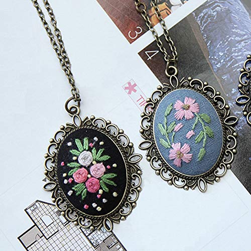 Embroidery Ornament 4 PCS Kit, Embroidered Pendants Floral Embroid...