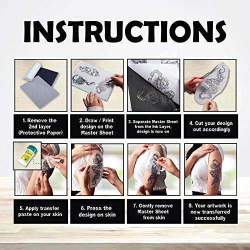 Zodaca 100 Sheets Tattoo Transfer Paper, A4 Size Stencil Transfer ...