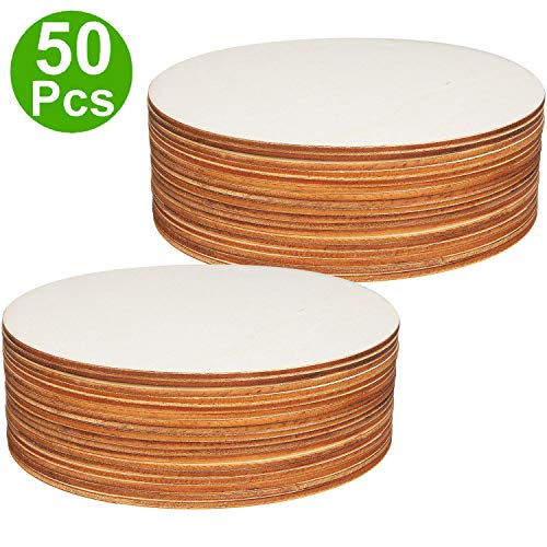 ZOEYES 50-Pack 6 in Round Wooden Cutouts for Crafts, Wood Circles,...