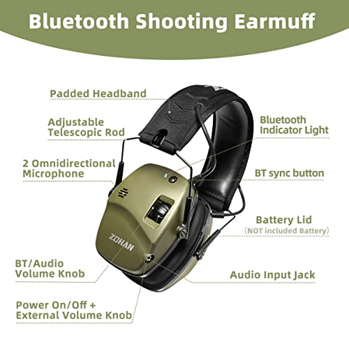 ZOHAN 035 Bluetooth 5.0 Shooting Ear Protection Earmuff, Active No...