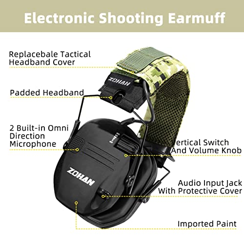 ZOHAN EM025 Electronic Shooting Ear Protection Earmuffs with Sound...