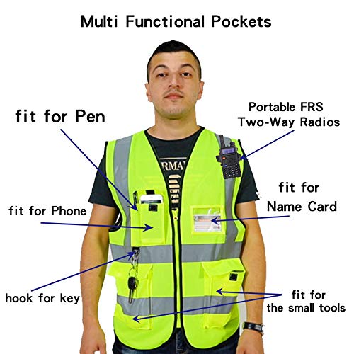 ZOJO High Visibility Safety Vests With Pockets, for Outdoor Works,...