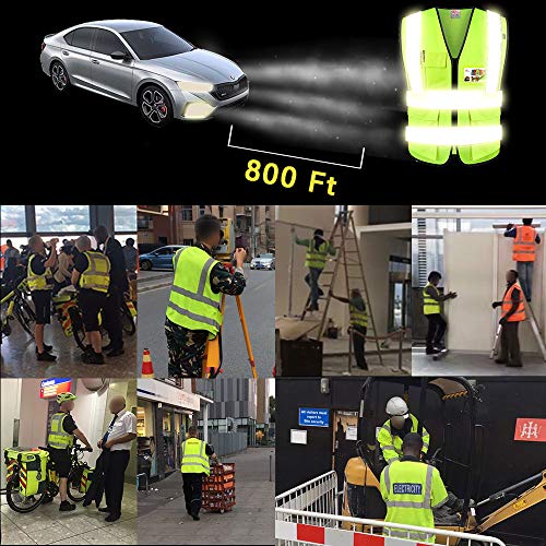 ZOJO High Visibility Safety Vests With Pockets, for Outdoor Works,...