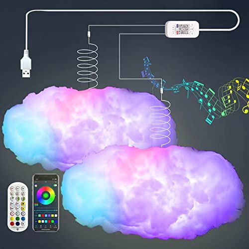 ZOKON 2PCS 3D Big Cloud lightning Light Kit Music Sync Warm Multic...