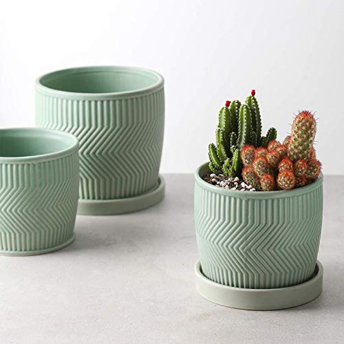 ZONESUM Indoor Plant Pots, Ceramic Pots for Plants, 6 Inch&5.2 Inc...