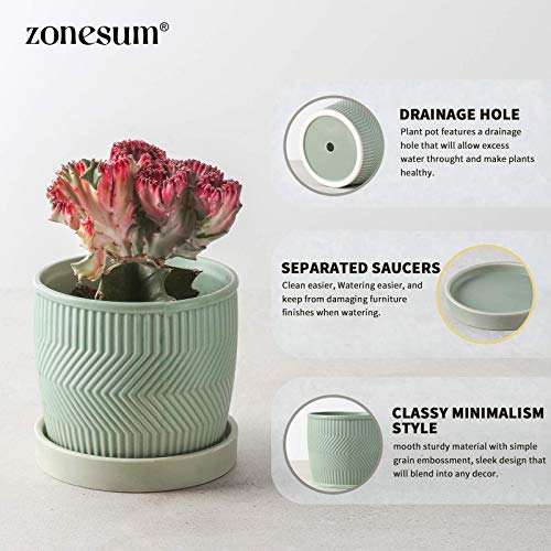 ZONESUM Indoor Plant Pots, Ceramic Pots for Plants, 6 Inch&5.2 Inc...