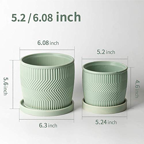 ZONESUM Indoor Plant Pots, Ceramic Pots for Plants, 6 Inch&5.2 Inc...
