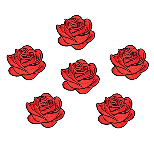 6 Pack Flower Patches, Iron On Rose Patches, Sew On Applique Patch...