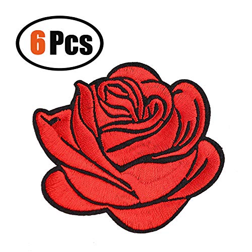 6 Pack Flower Patches, Iron On Rose Patches, Sew On Applique Patch...