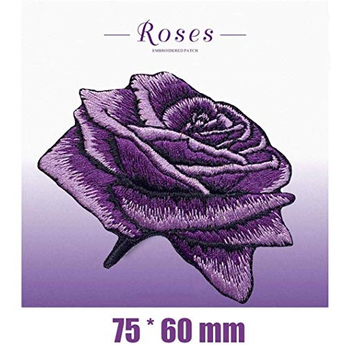 ZOOPOLR 2 Pack Delicate Embroidered Patches, Purple Rose Embroider...