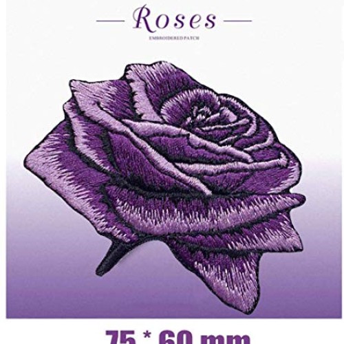 ZOOPOLR 2 Pack Delicate Embroidered Patches, Purple Rose Embroider...
