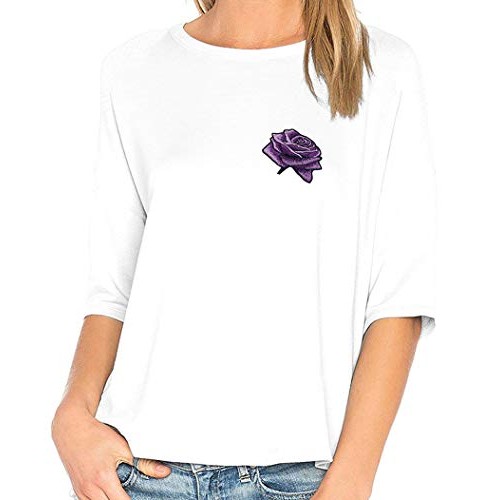 ZOOPOLR 2 Pack Delicate Embroidered Patches, Purple Rose Embroider...