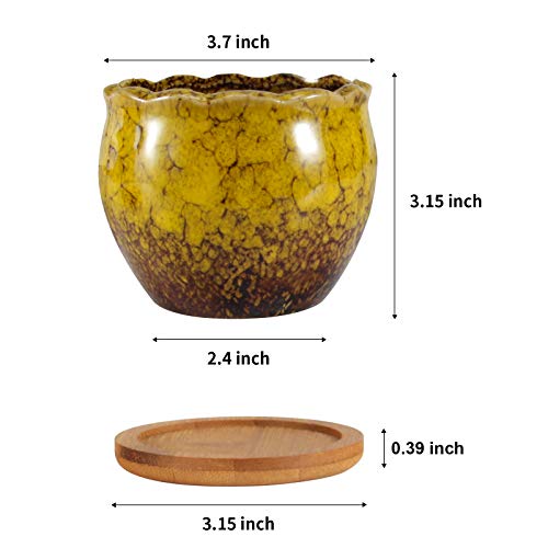 Succulent Pots, ZOUTOG 4 inch Colorful Ceramic Flower Pots, Succul...