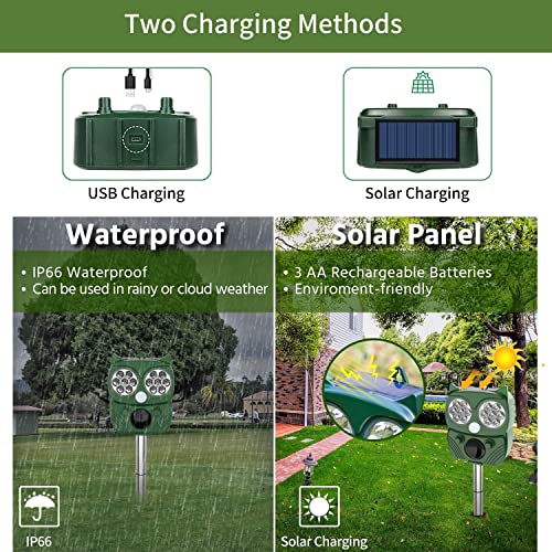 ZOVENCHI Ultrasonic Animal Repellent, Outdoor Solar Powered and Wa...