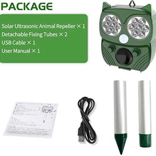 ZOVENCHI Ultrasonic Animal Repellent, Outdoor Solar Powered and Wa...
