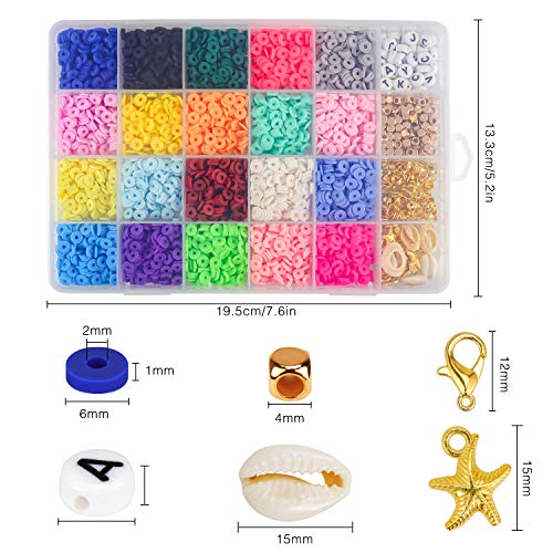 Zoyomax 4000 Pcs Clay Beads 6mm 20 Colors Flat Round Polymer Clay ...