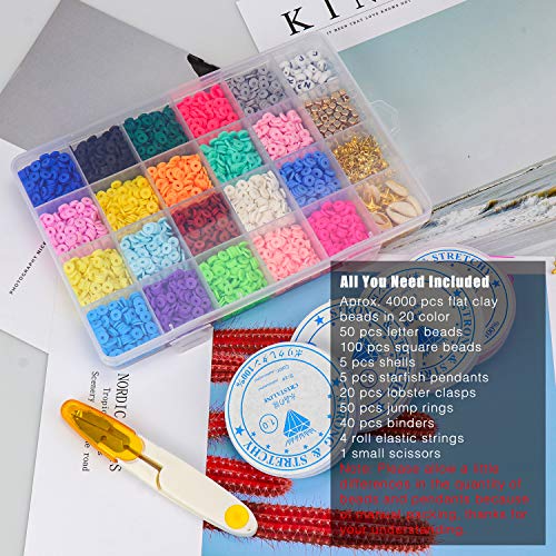 Zoyomax 4000 Pcs Clay Beads 6mm 20 Colors Flat Round Polymer Clay ...