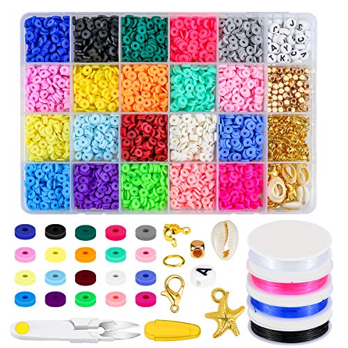 Zoyomax 4000 Pcs Clay Beads 6mm 20 Colors Flat Round Polymer Clay ...