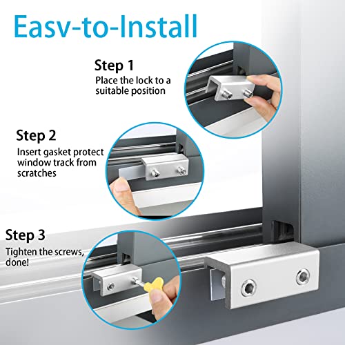 Window Locks,4 Sets Sliding Window Locks With Key for Vertical & H...