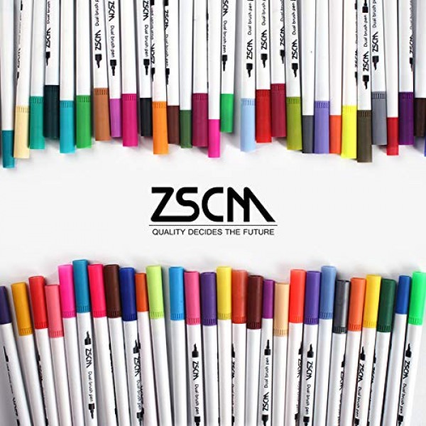 ZSCM Dual Brush Coloring Pens 60 Colors Art Markers Fine